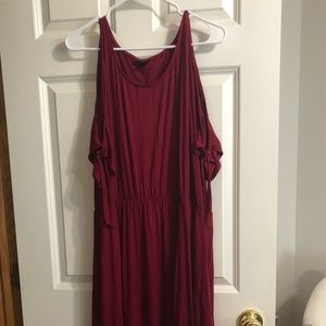 Red cold shoulder dress